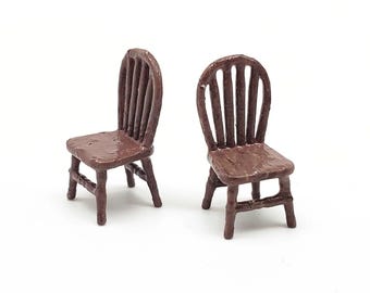 HO Scale Wood Chairs Set | Miniature Furniture