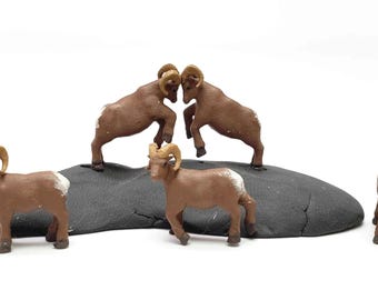Bighorn Sheep - Assorted 5 Pack - HO Scale, N Scale, Z Scale, O Scale | Miniature Animals