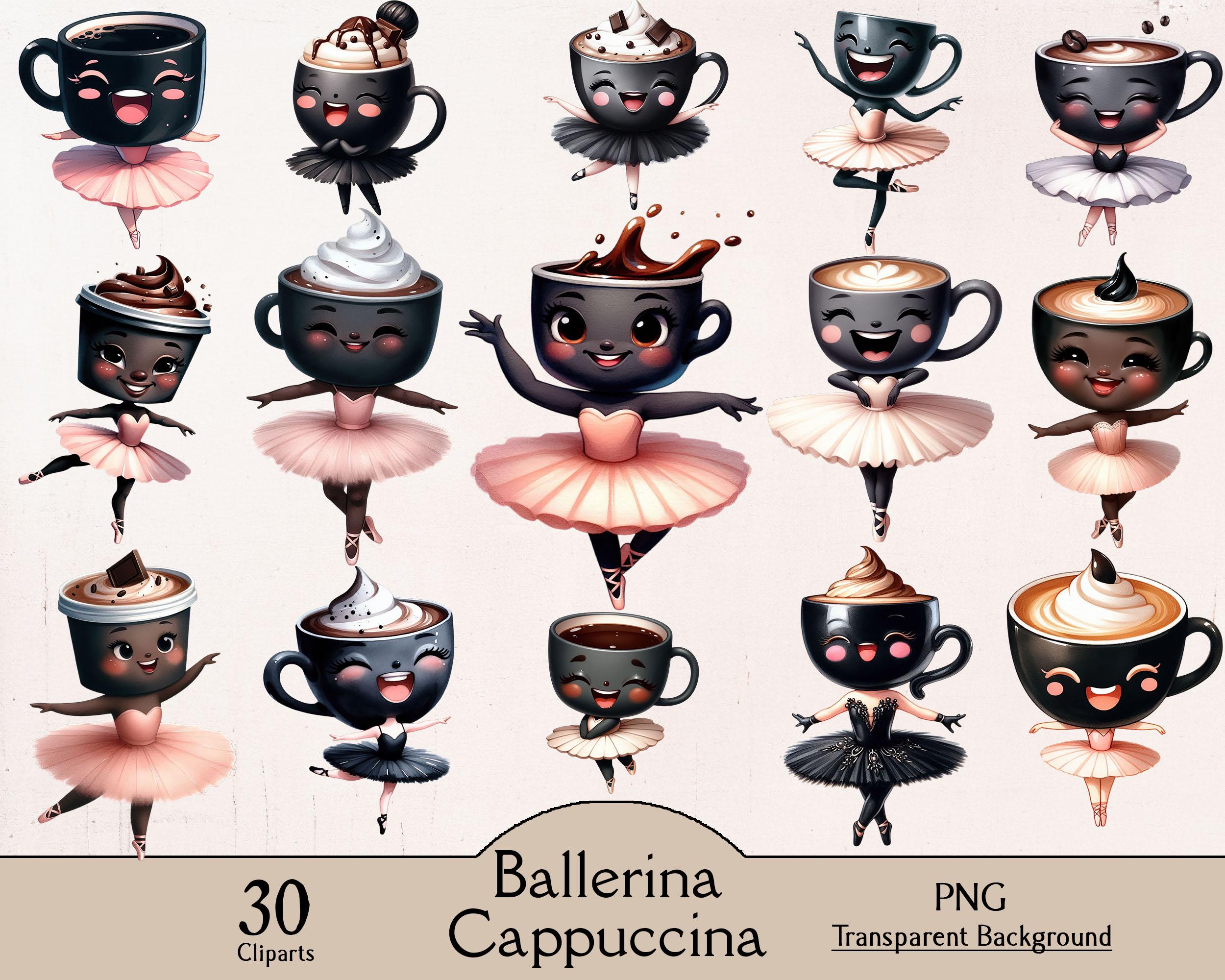 Black Ballerina Cappuccina, Ballerina Capuchina With Black Mug