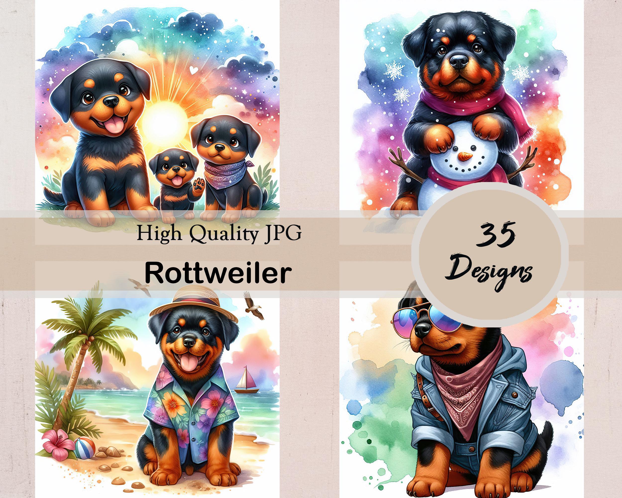 Hello Fall Scene Rottweiler Rottweiler, 35 JPG Images, Clipart, Dog, Portrait, Lying, 4 Seasons ...