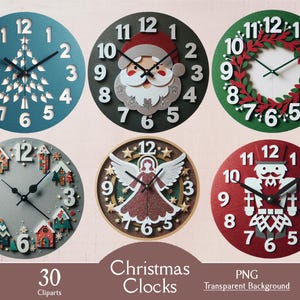 kerstklokken, 30 png-clipart, wandklokken, klokken png, digitaal, kerstkunst, kerstmanklokken, papierambachten, scrapbooking, winterklokken