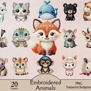 Può includere: 20 immagini di clip art di animali ricamati con sfondi trasparenti. Gli animali includono una volpe, una balena, un gatto, un tasso, un coccodrillo, una scimmia, un lama, un armadillo, un lupo, un orso, un criceto, un unicorno e un cervo.