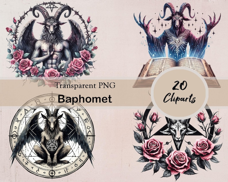 Baphomet Clipart, Occult Deity Symbol, 20 PNG Cliparts, Gothic Pagan ...