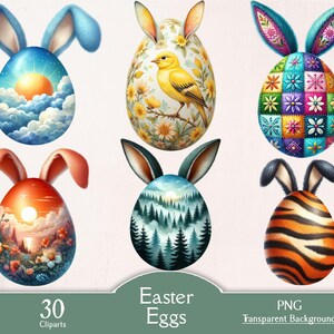 Easter eggs, 30 PNG cliparts, clipart bundle, Easter clipart, Easter graphics, Easter designs, eggs cliprt, junk journal, paper craft