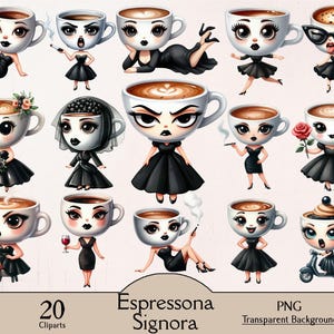 Espressona signora, senhora do expresso, 20 clipart PNG, senhora engraçada, clipart de mulher do expresso, gráfico engraçado, design de sublimação italiana Brainrot