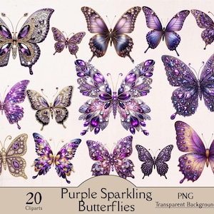 Borboleta roxa brilhante, borboleta brilhante, 20 clipart PNG, criação de convites de casamento, clipart de borboletas, borboletas roxas para decoração
