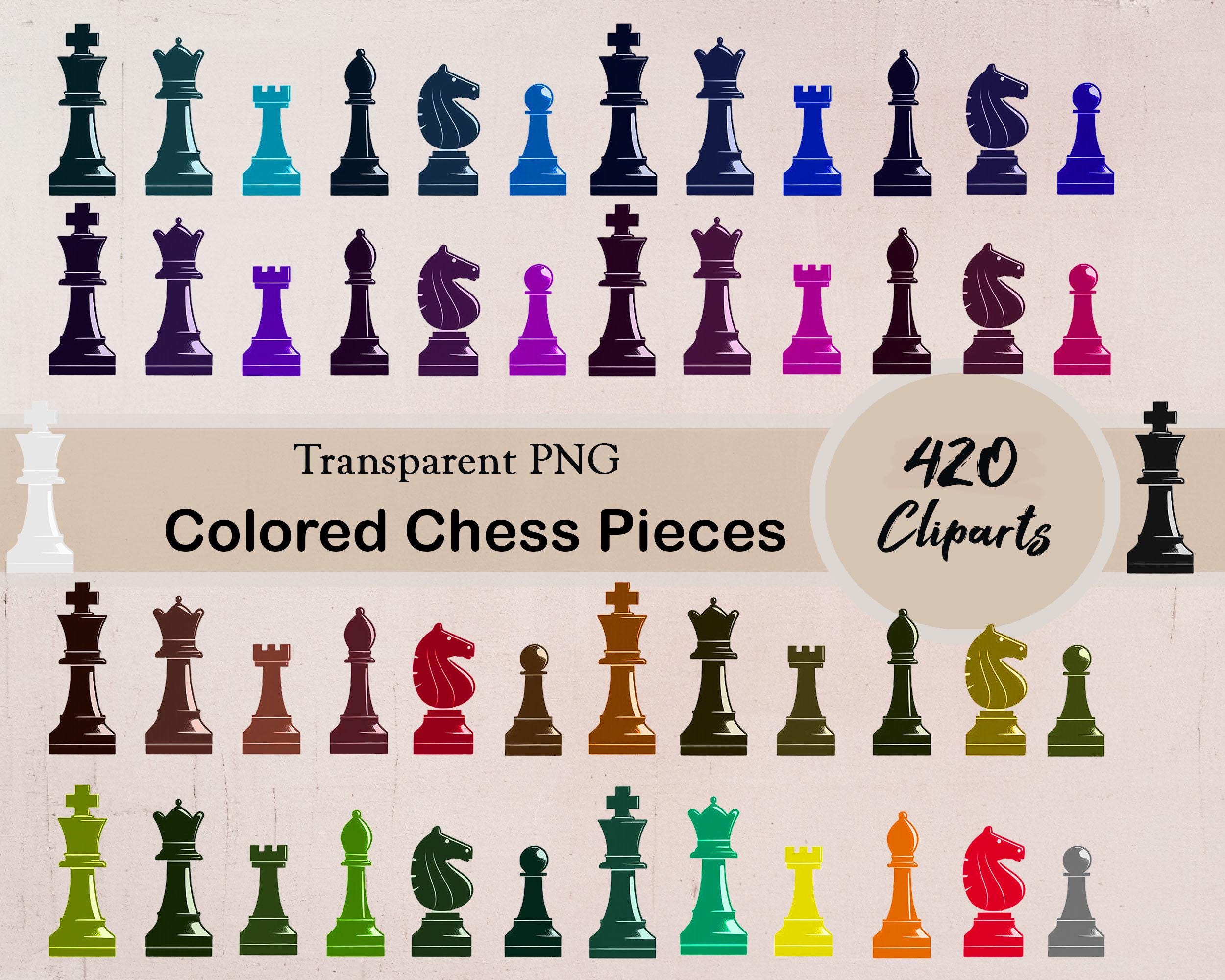 Chess Pieces, 420 PNG Cliparts, Colored Chess Pieces, 70 Colors, Chess ...