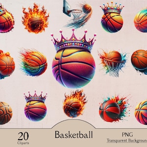 Basketball, 20 PNG Cliparts, Basketball Clipart, Korbball, Swift Basketball, Sportkunst, digital, druckbar, Junk Journal, Papiermodell