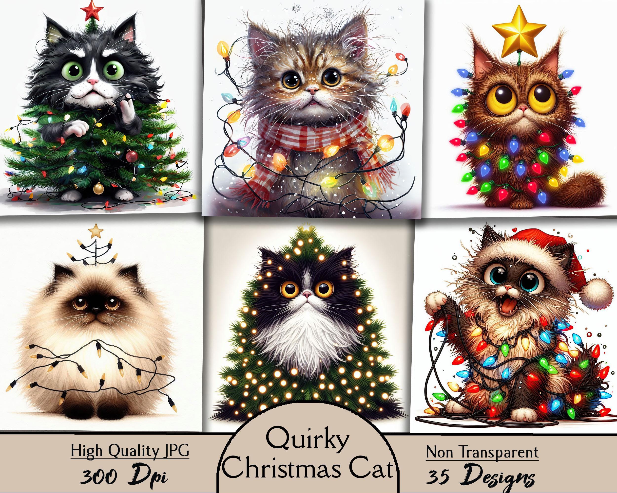 NobleWorks Weihnachtskarte Mit Katzen-Design – Lustiger Gruß 'Fix The Lights', Für Fans & Tierliebhaber