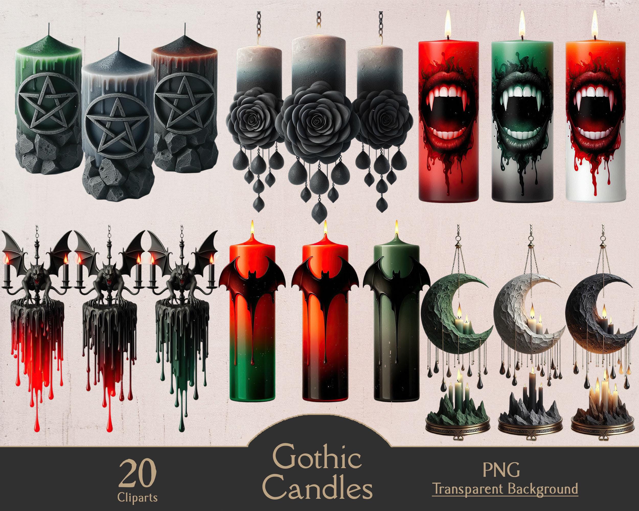 Gothic Candles, 20 PNG Cliparts With Transparent Background, Goth ...