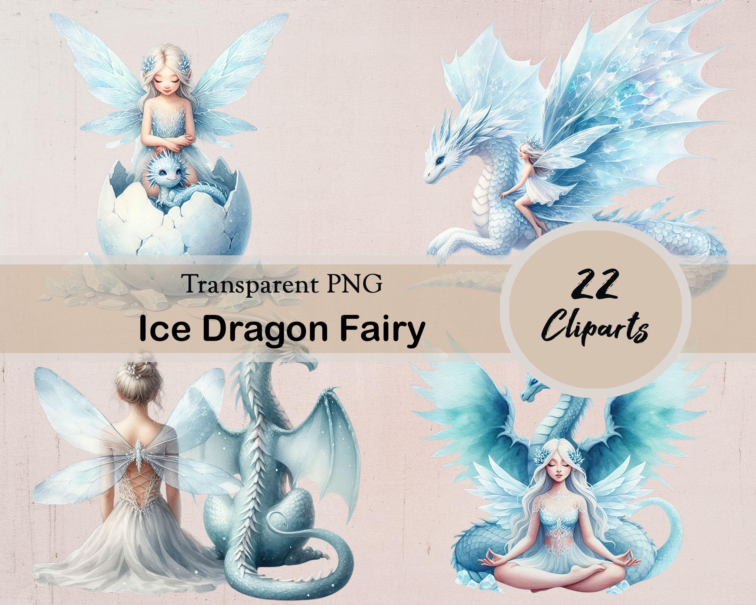Watercolor Ice Dragon Fairy Clipart Set, Ice Themed Fairies With ...