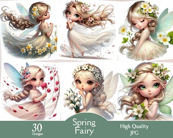 Spring fairy, 30 images jpg, clipart, Fairy printables, crafts, Fantasy, Spring, digital, download, printable, tale, junk journal, printable