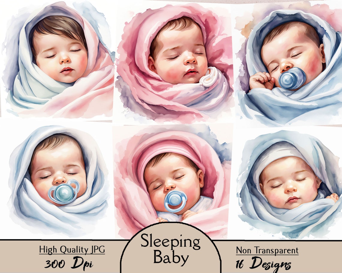 Sleeping Baby, 16 JPG Images, Sweet Baby, Nursery Decor, Digital ...
