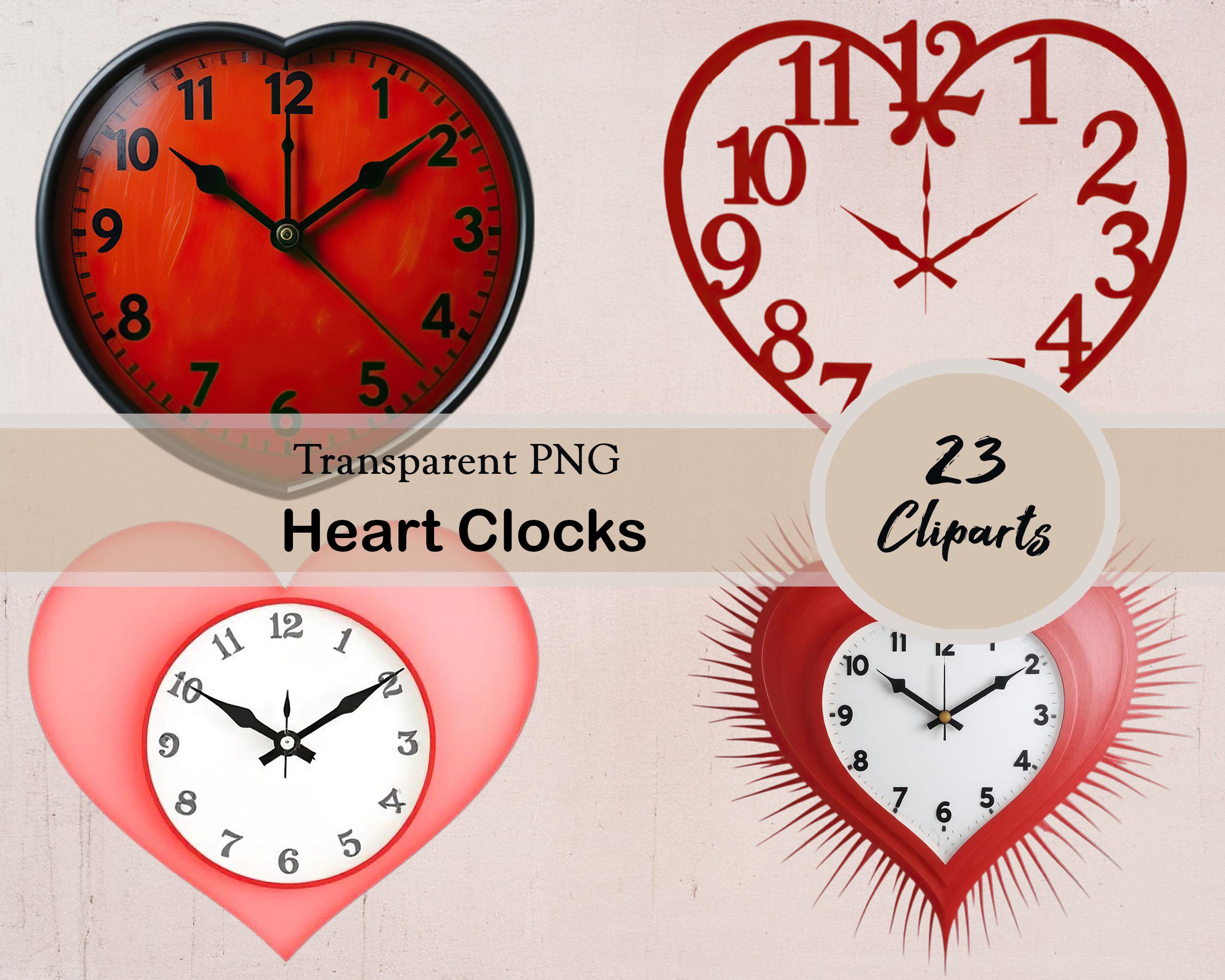 Heart Clocks, 23 PNG Cliparts, Wall Clocks, Romantic Clocks, Clock ...