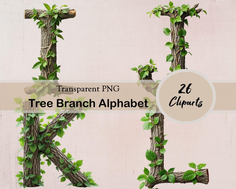 Tree Graph Letters Tree Branch Alphabet Clipart, Tree Letters, 26 PNG Cliparts, Rustic ...