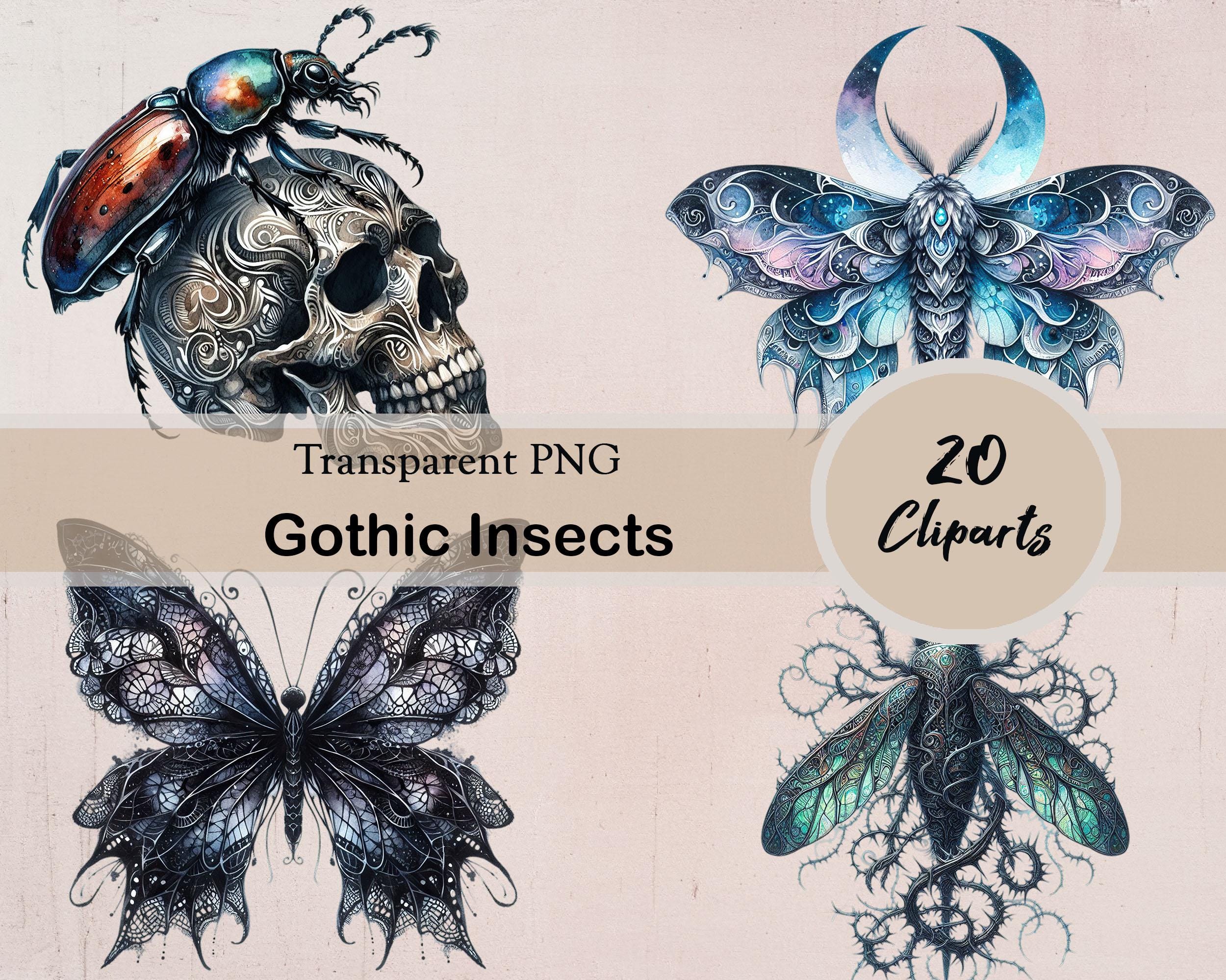 Gothic Insects Gothic Insects, 20 PNG Cliparts, Goth Insect, Creepy Insects, Gothic ...