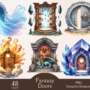 Fantasy door, magic door, castle door, 48 PNG cliparts, garden door, mystery door, fantasy art illustration, junk journal, commercial use