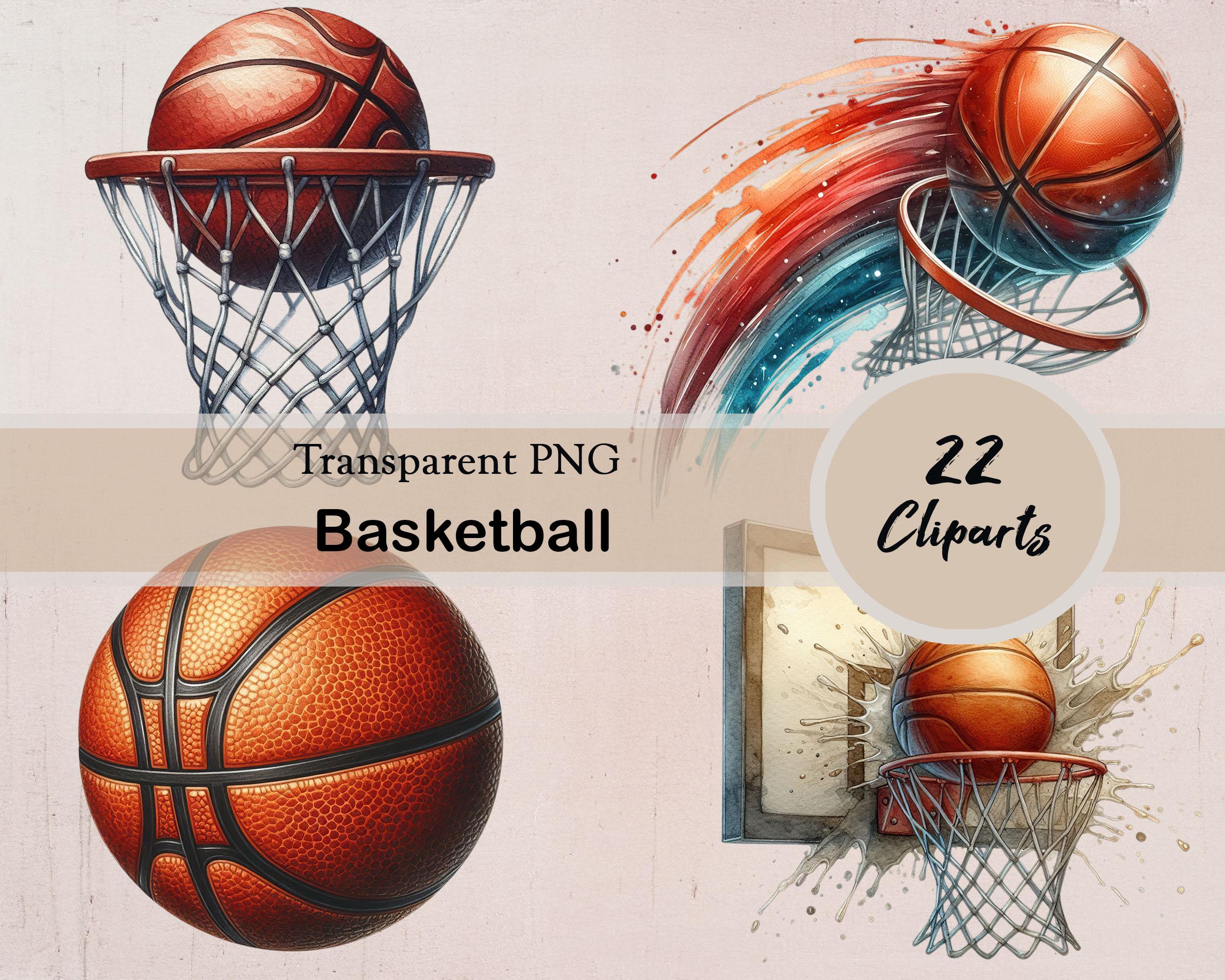 Watercolor Basketball Clipart Bundle, 22 PNG Cliparts, Swift Basketball ...