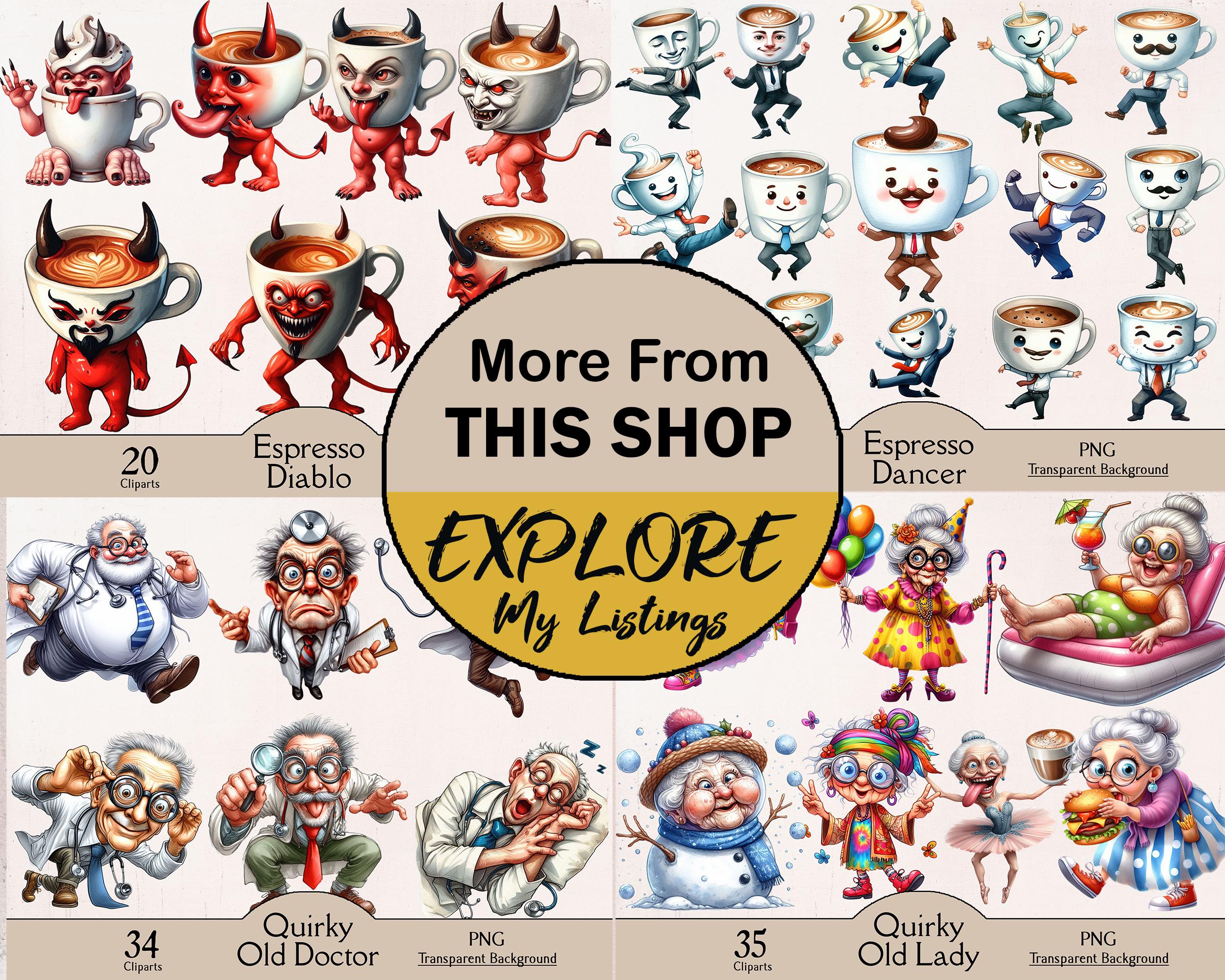 Espressona Signora, Espresso Lady, 20 PNG Cliparts, Funny Lady ...