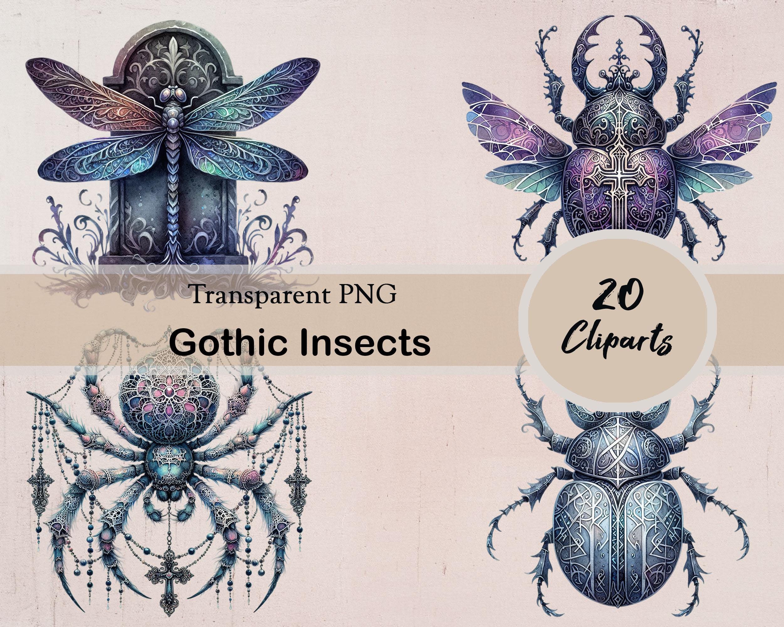 Gothic Insects Gothic Insects, 20 PNG Cliparts, Goth Insect, Creepy Insects, Gothic ...