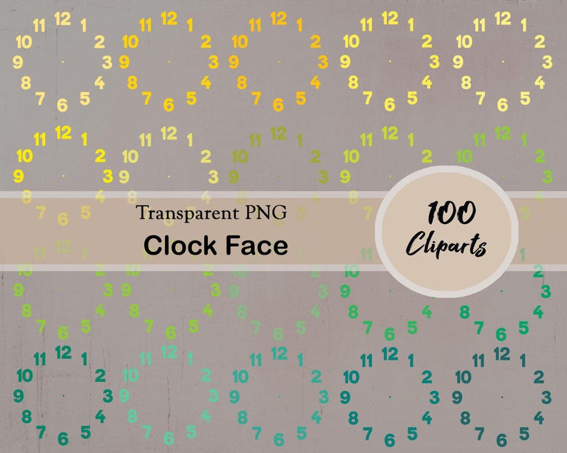 Clock Face, 100 Cliparts, 100 Colors, Clock Clipart, Clock Design ...