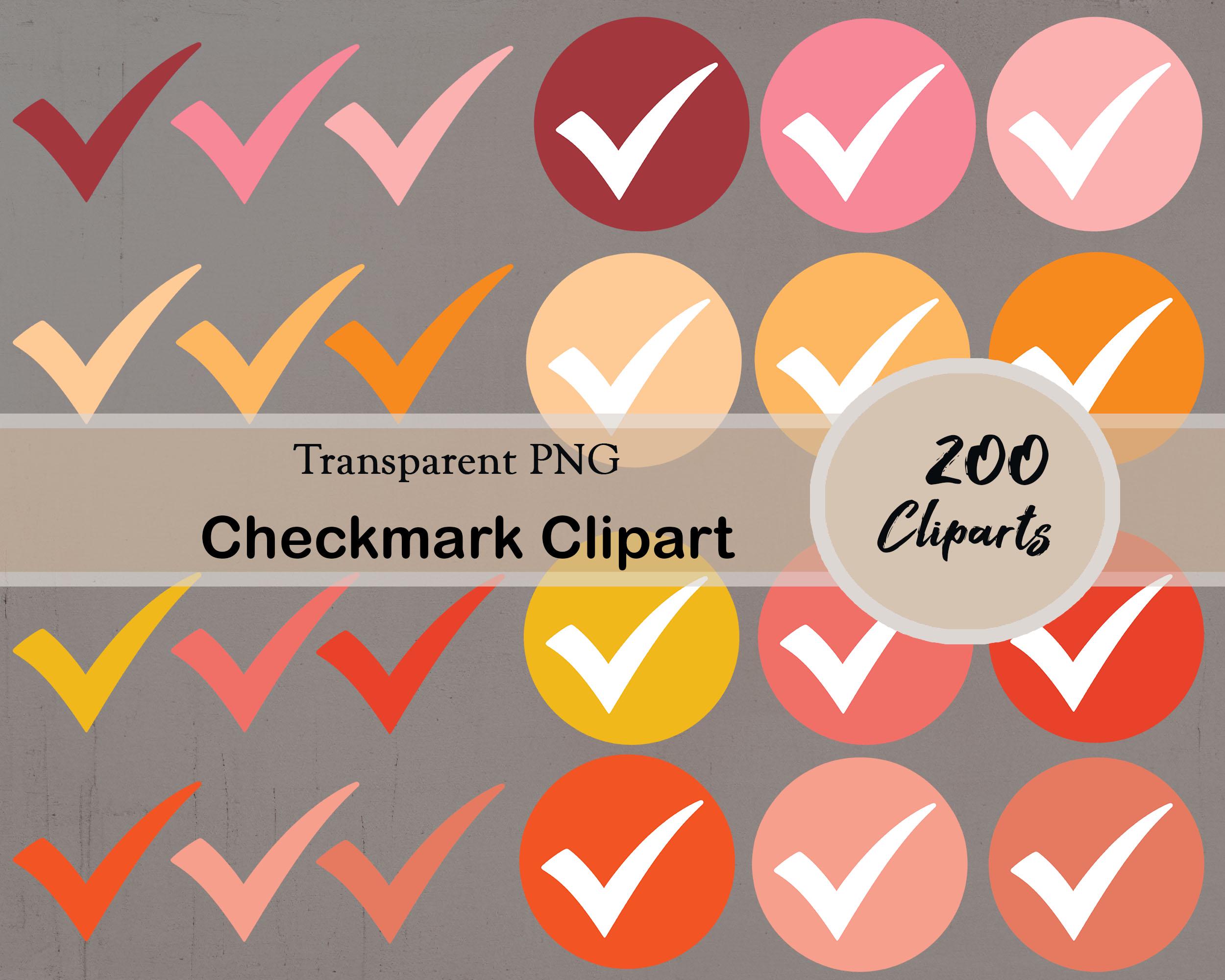 Checkmark Clipart, 100 Colors, 200 Cliparts, Rainbow Colors, School