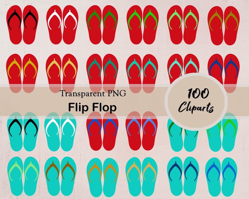 Flip Flop Clipart, 100 Colors Clip Art, Shoes Clipart, Flip Flops ...