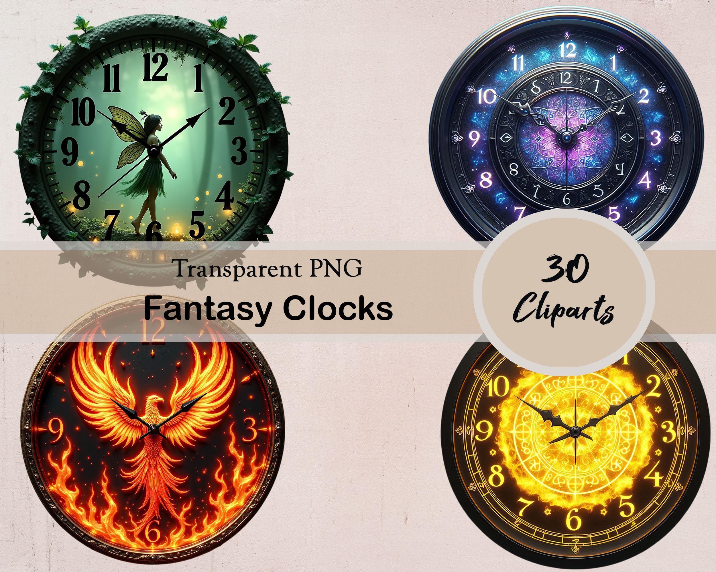Fantasy Clocks, Magic Clocks, 30 PNG Cliparts, Clocks Clipart, Fantasy ...