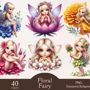 Floral fairy, 40 PNG cliparts, fairy clipart, cute fairy, digital, flower fairy, flower clipart, paper craft, junk journal, printable