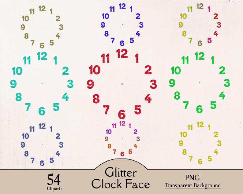 Glitter Clock Face, 54 PNG Cliparts, Clock Clipart, Clock Design, Clock ...