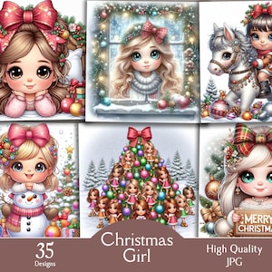 Christmas girl, 35 JPG, images  cute girl, Chrisymas clipart, Christmas, digital download,  card making,  paper craft, printable, winter