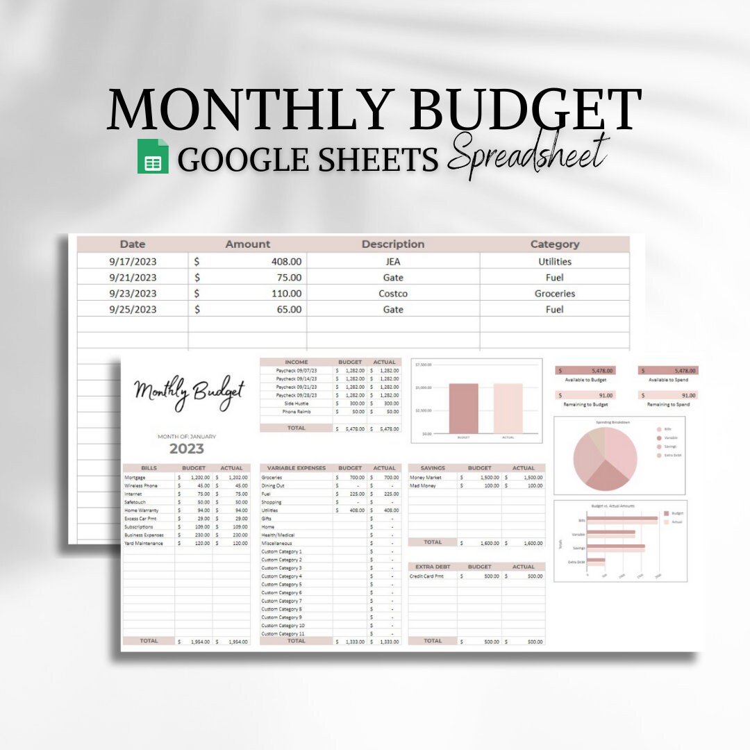 Budget Spreadsheet, Monthly Budget, Monthly Budget Spreadsheet, Google ...