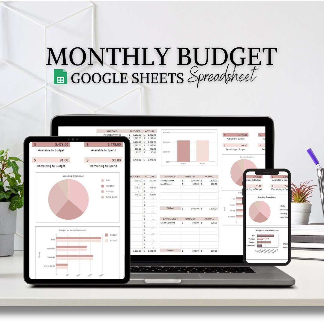 Google Sheets Monthly Budget Planner - Easy Financial Tracking, Expense ...