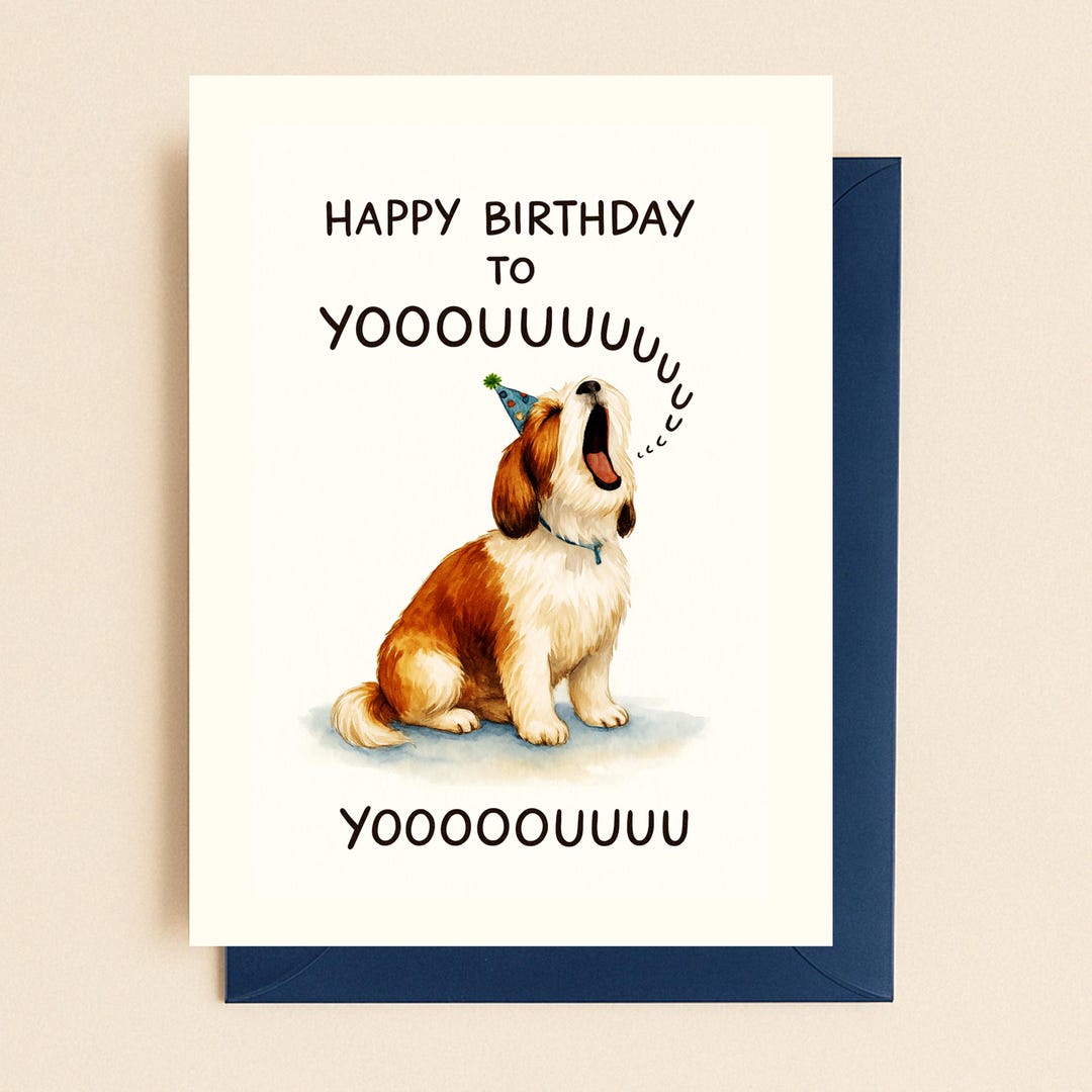 Dog Birthday Card – Printable Funny Dog Card – Cute Puppy Digital ...