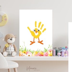 Yellow Chick Printable Art, Cute Baby Chick Design for Nursery, easter chick, Spring Decor, Instant Download, Animal Print, Chick handprint