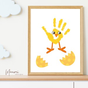 Easter Chicken Handprint Art, Toddler Handprint Keepsake, Easter printable, Easter art project for kids, DIY Kid Crafts, Cutest little chick