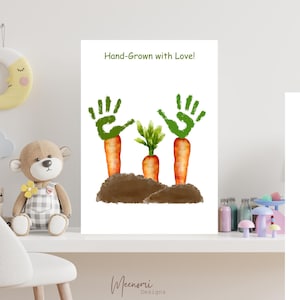 Easter Carrot Footprint Art, Cute Baby Footprint Craft for Kids, DIY Easter Keepsake, Spring Printable, Instant Download Decor, Easter bunny