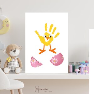 Easter Chicken Handprint Art, Toddler Handprint Keepsake, Easter printable, Easter art project for kids, DIY Kid Crafts, Cutest little chick