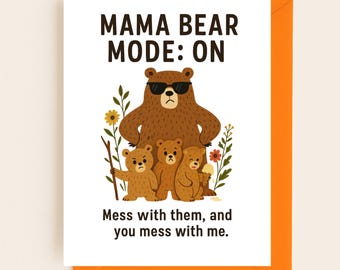 Mamma födelsedagskort, mors dag-kort, mammabjörnkort, roligt mors dag-kort, moderskapskort, nybliven mamma, digital nedladdning, björnkort