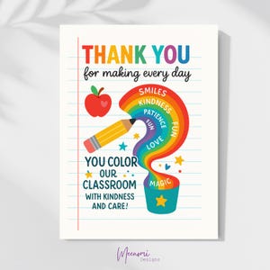 Carte de remerciement pour professeur à imprimer, carte de remerciement pour professeur, vous êtes apprécié, cadeaux pour professeur, carte de remerciement pour professeur de fin d'année scolaire