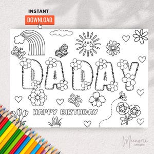Printable Birthday Card for DADDY | Printable coloring Birthday Card for DADDY | Daddys Birthday Card DIY gift | For Dad | Instant download
