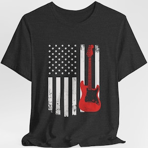American Flag Guitar Player Shirt Guitar T-Shirts Bass Player Gift For Guitarist Gift Country Music Tees Guitarist Wife Dad Guitar Shirt USA