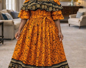 Robe Vintage Années 60 En Coton Piqué - Taille 36/38 - Multicolore, Très Bon état