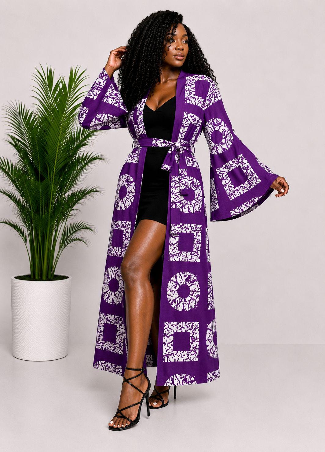 Buy African Print Purple Kimono Robe – Long Boho Duster With Belt Buy African Print Purple Kimono Robe – Long Boho Duster With Belt