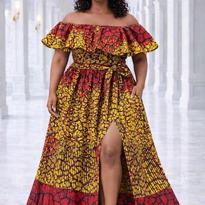 white christmas dresses Plunging Neck Flared Sleeves Pleated Chiffon Dresses Dark Green / S main image 0