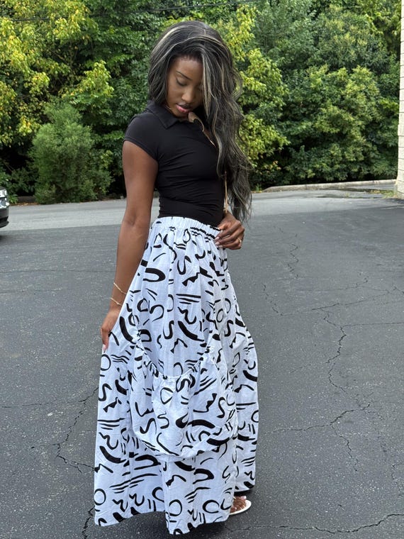 Vestido longo plus size com estampa africana, estampa abstrata em