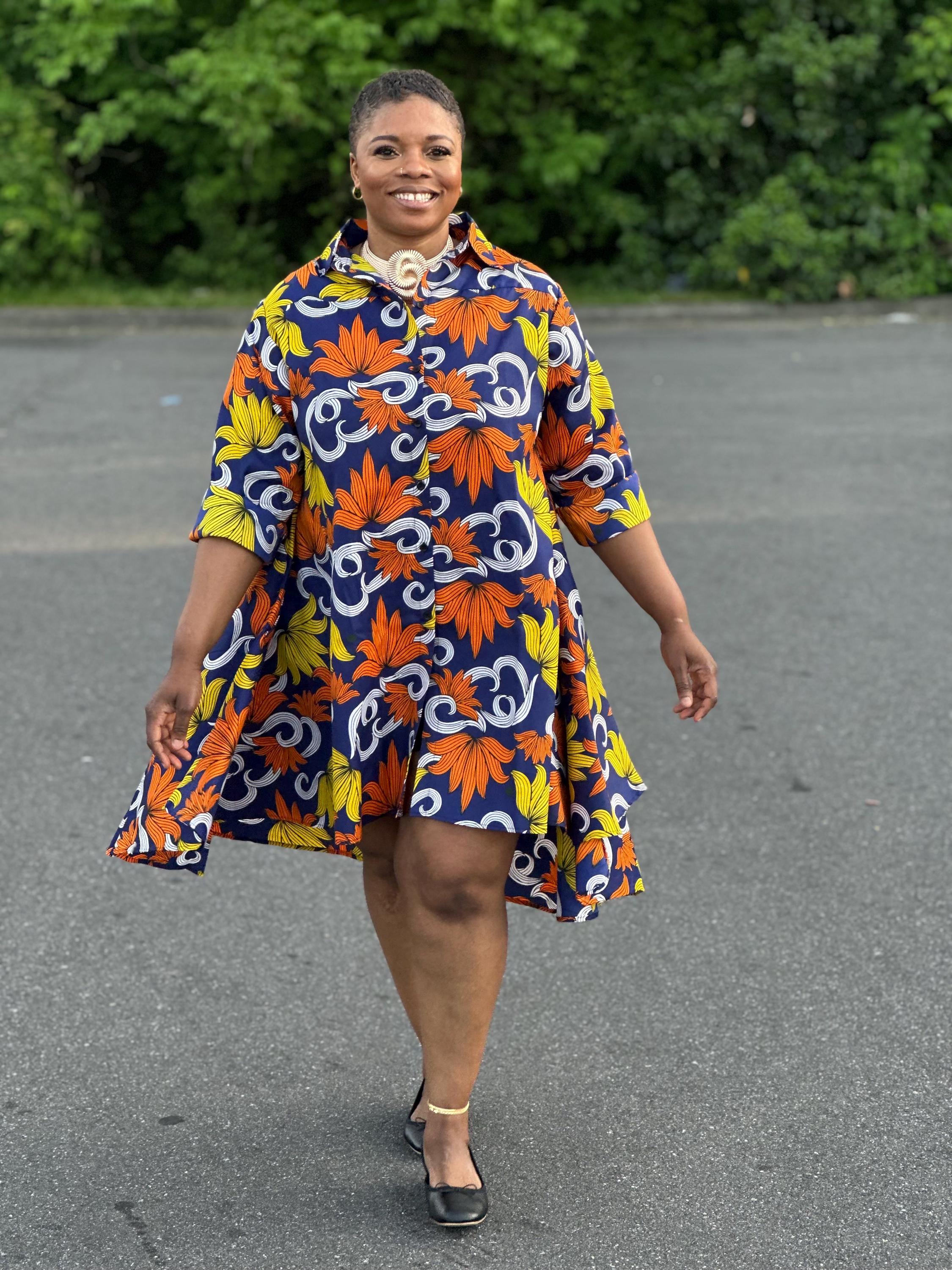 Floral African Wax Dress: up and Low Style African Print - Etsy