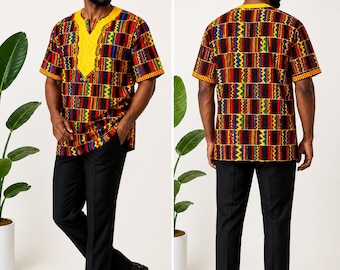 Set Afrikaanse dashiki-shirts en hoeden voor heren – Geometrische kleding met Ankara-print