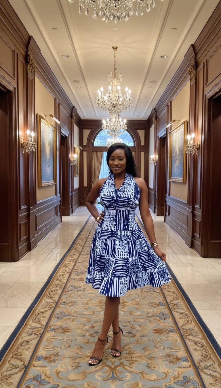 slim fit dress slacks Eliyah Ankara Short flare Dress