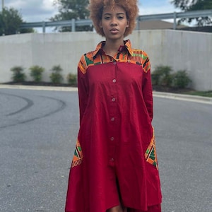 African Print Kent Dress Ankara Party Dress Gift for Mom African Printed Collar Dress Wedding Dress Gift for Her Women Summer Dress